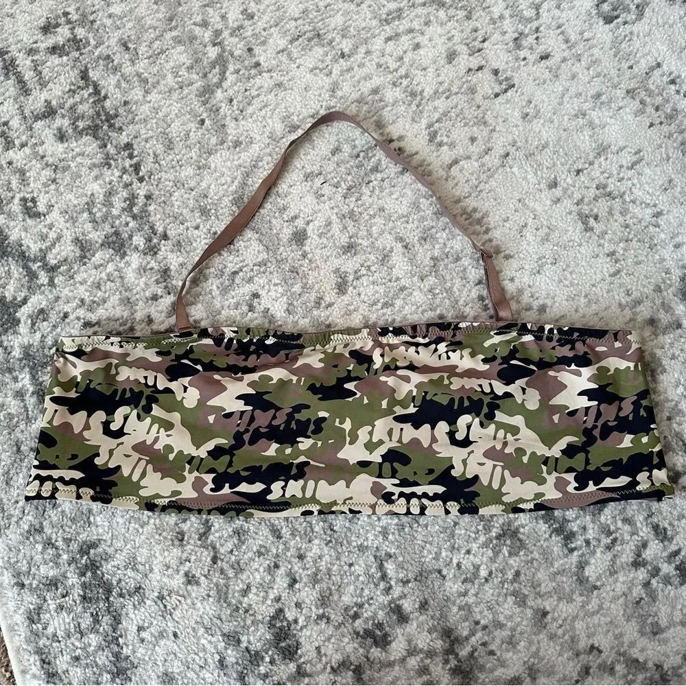 SKIMS Signature Swim Bandeau Bikini Top In Skims Logo Camo Print